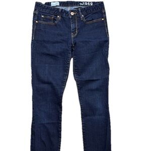 GAP 1969 ALWAYS SKINNY DARK WASH STRETCH BLUE DENIM JEANS WOMEN’S WAIST 27 GUC